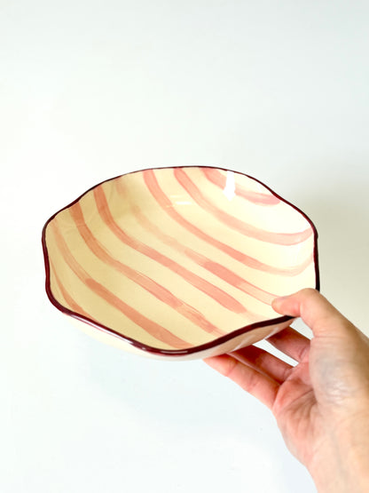 Pink and Burgundy Ceramic "Ruffle" Bowl by Formantics