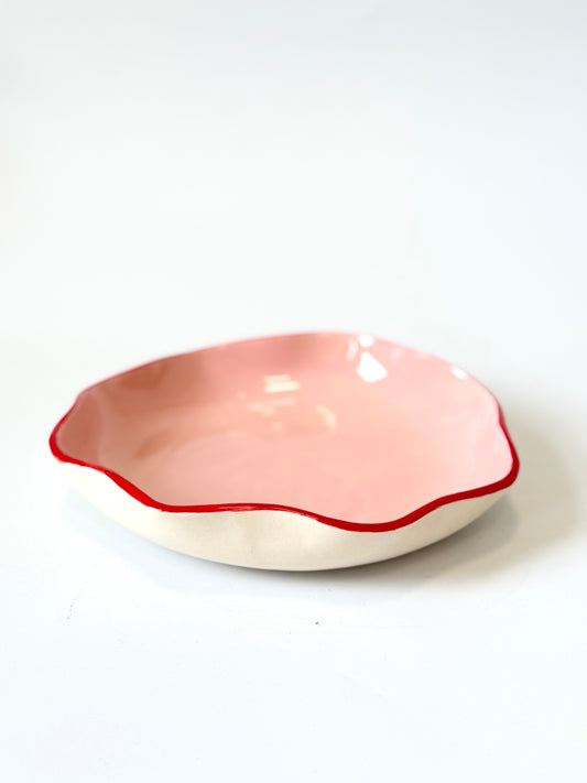Pink Ruffle Bowl with Red Rim by Formantics