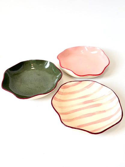 Pink and Burgundy Ceramic "Ruffle" Bowl by Formantics