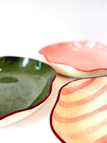 Pink and Burgundy Ceramic "Ruffle" Bowl by Formantics