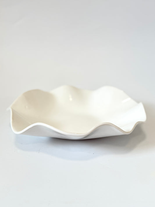 White Ceramic Ruffle Bowl by Formantics