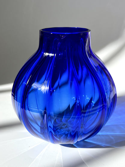 Handblown Glass "Dodici" Vase - Cobalt Blue transparent