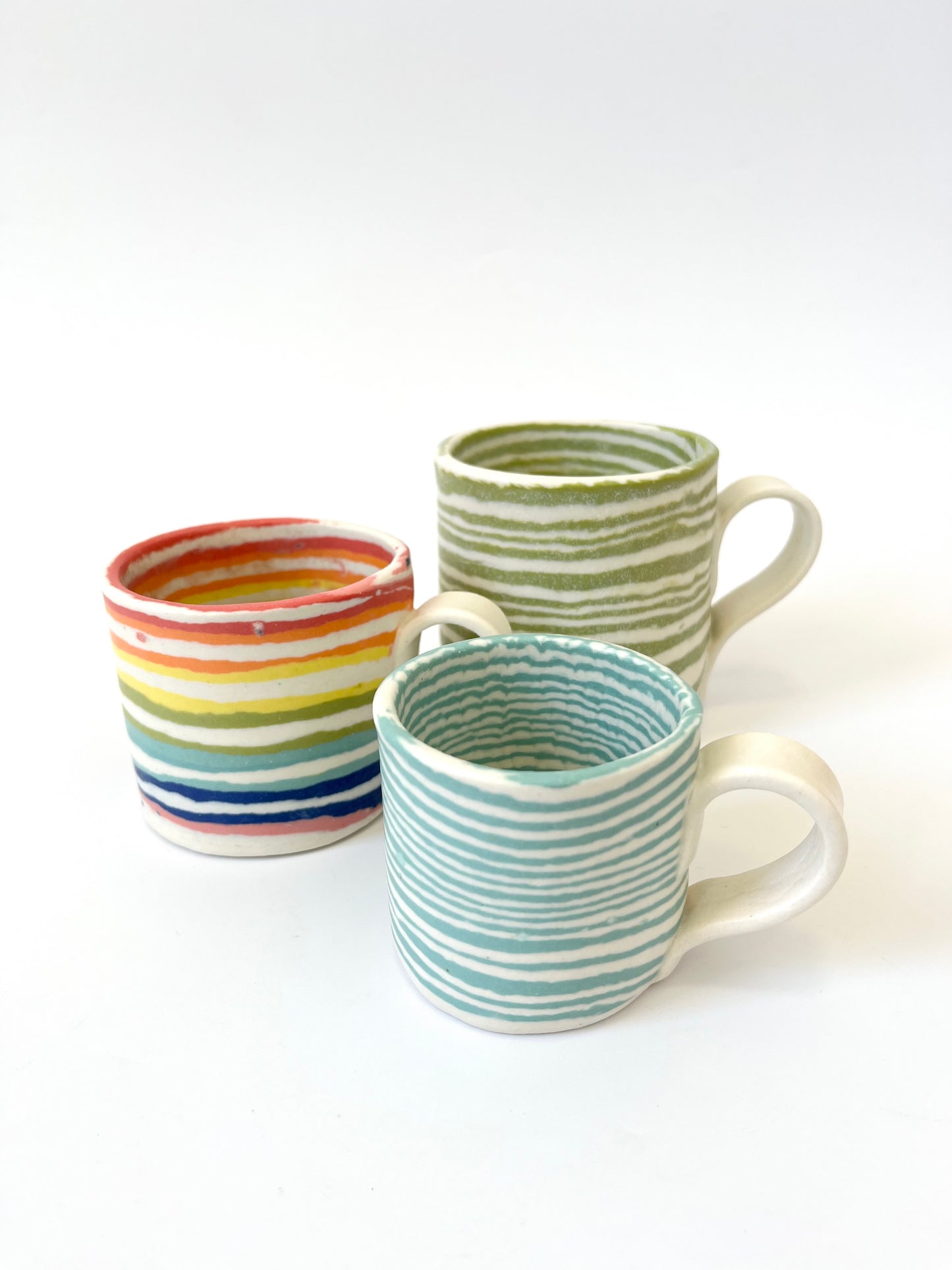 Ceramic Nerikomi Mug - Large - Green Stripes