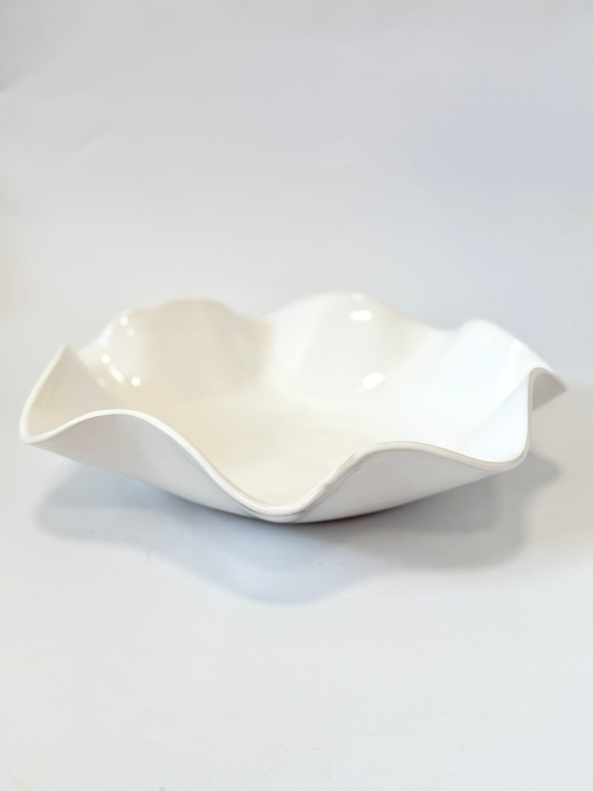 Large Ceramic "Ruffle" Bowl in White by Formantics