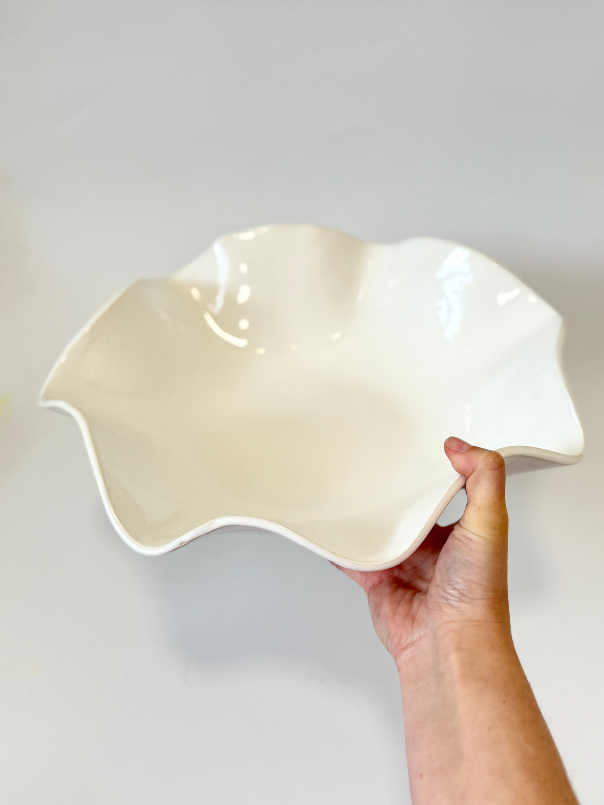 Large Ceramic "Ruffle" Bowl in White by Formantics