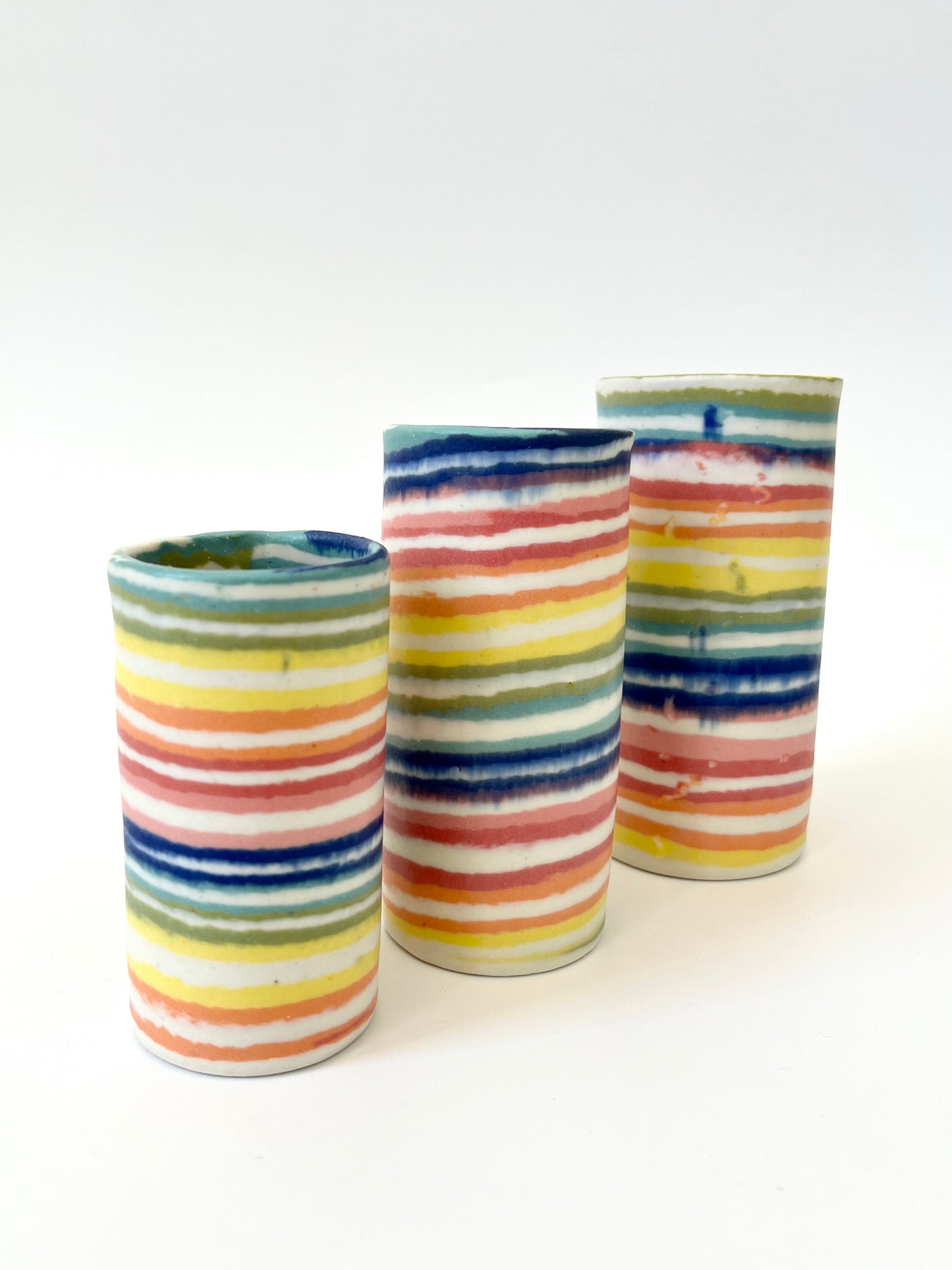 Ceramic Nerikomi Skinny Vase - Tall - Rainbow Stripe