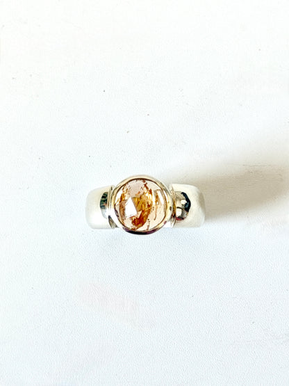 Golden Topaz and Stirling Silver ring by Idour (CI.6)