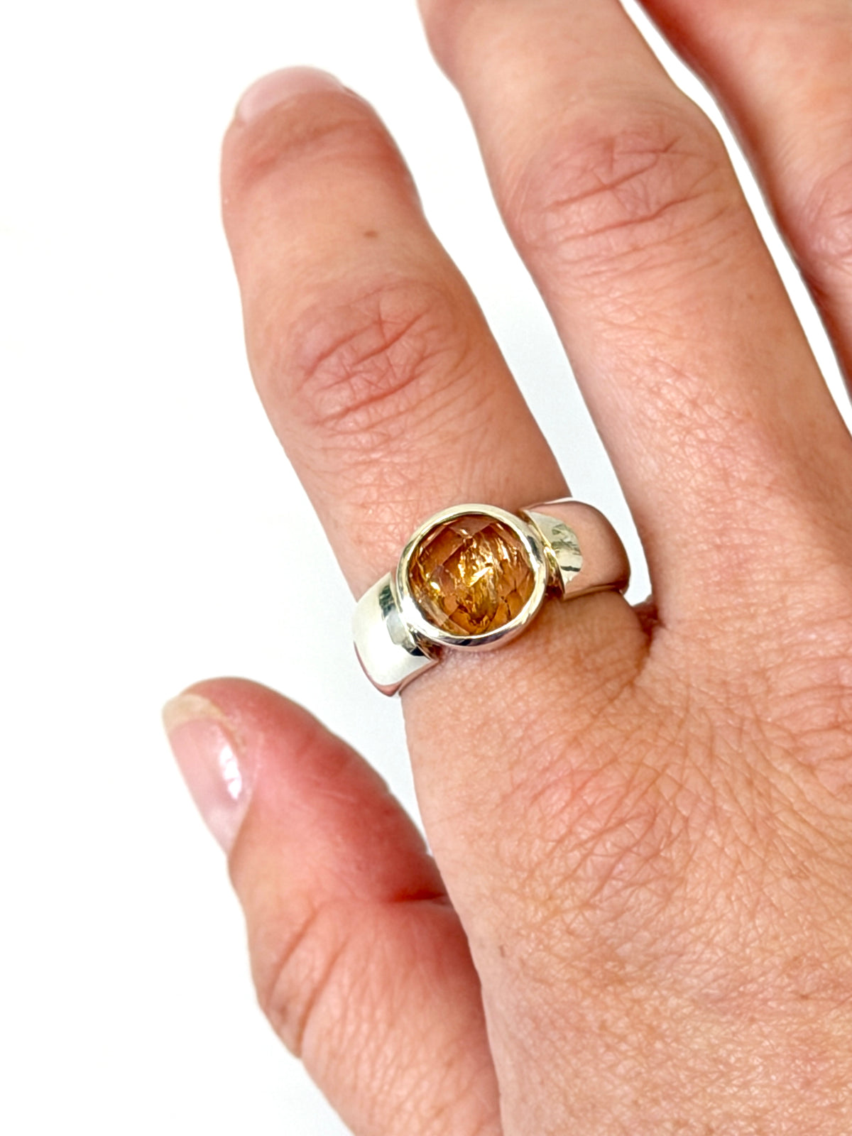 Golden Topaz and Stirling Silver ring by Idour (CI.6)
