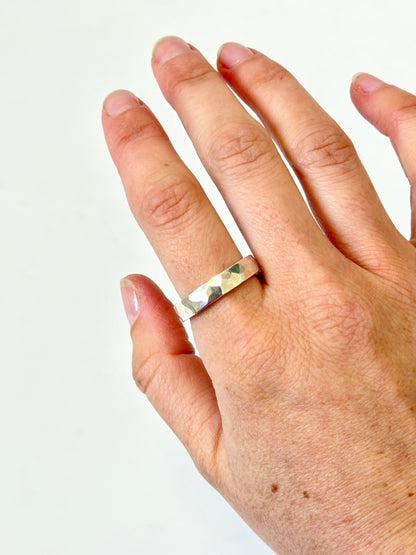 Planished Stirling Silver Narrow Band Ring by Idour (CI.7)