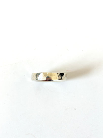 Planished Stirling Silver Narrow Band Ring by Idour (CI.7)