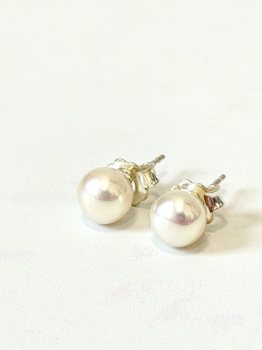 Cultured Pearl & Sterling Silver Stud earrings by Idour (CI.1, 2)