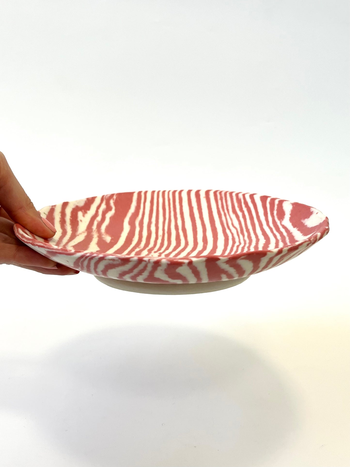 Ceramic Nerikomi Statement Dish  - Red Stripe