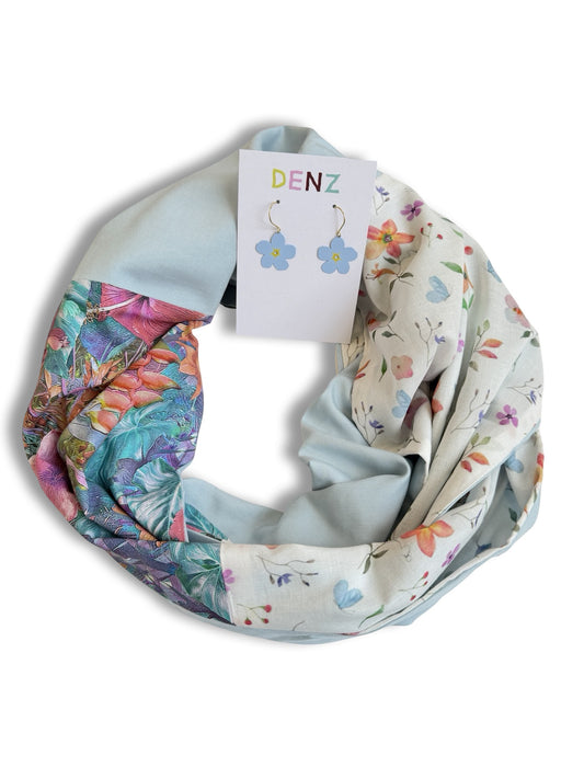 Infinity Scarf - Spring Florals / Light Blue