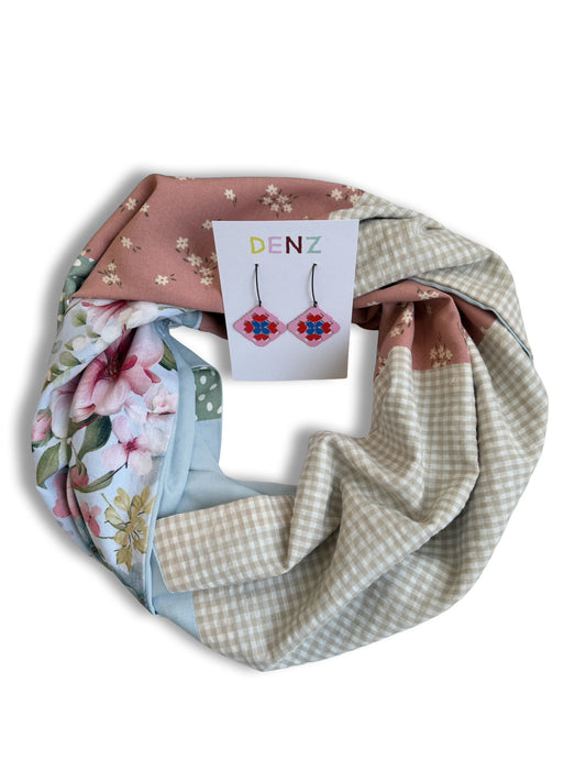Infinity Scarf - Petite Petals / Light Blue