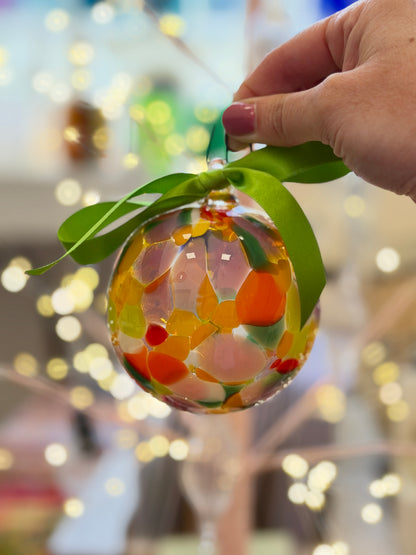 Tutti Frutti - Handblown Glass Bauble - lime Ribbon