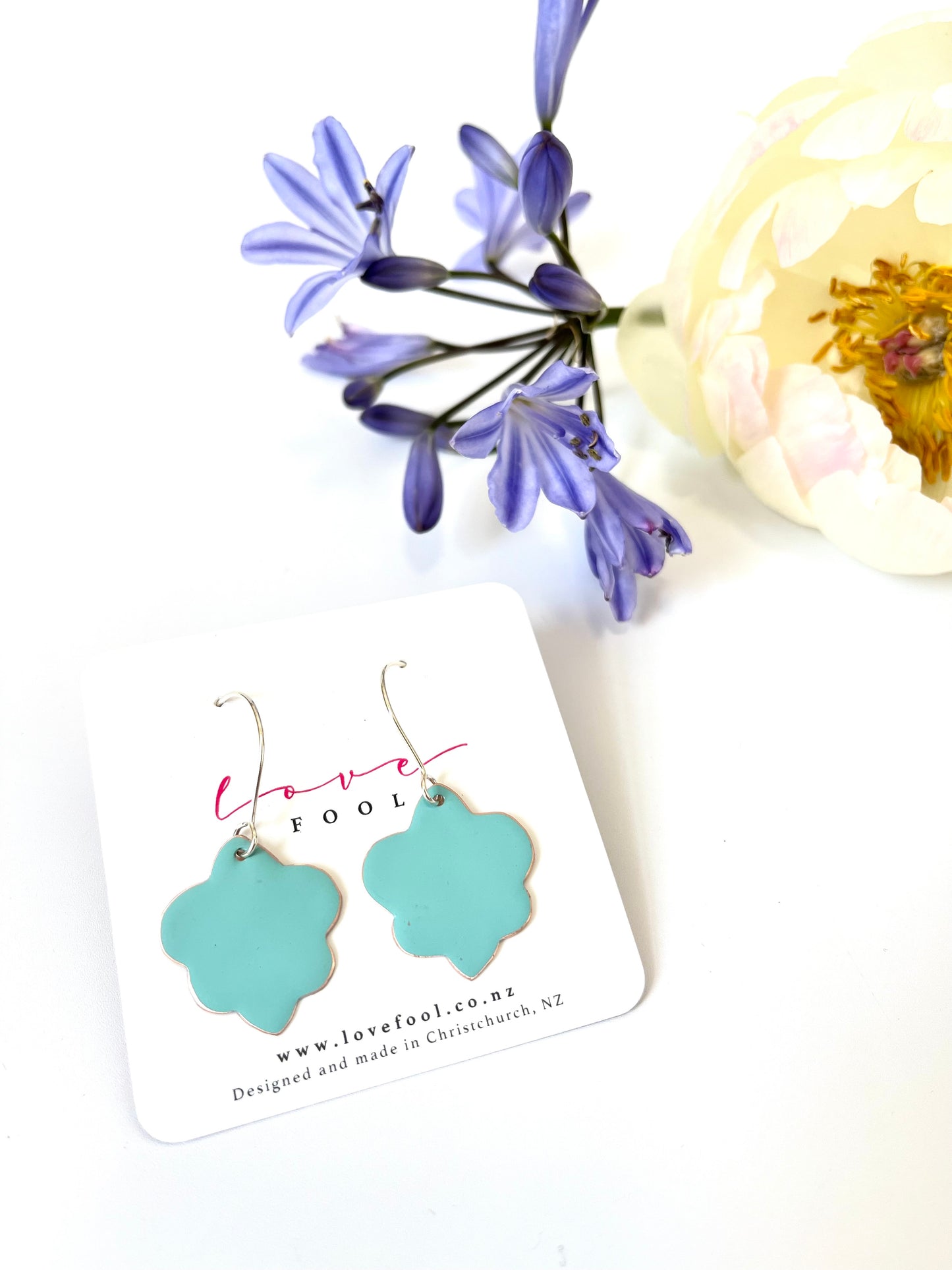 Fleur de Lis Earrings - Light Turquoise