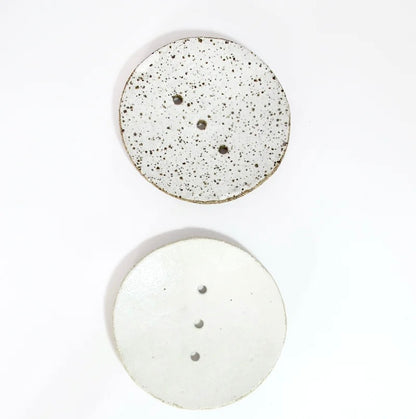 Round Ceramic Soap Dish - White