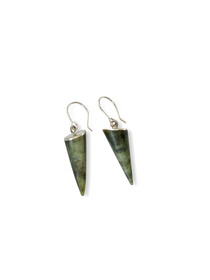 Cone Shaped Silver Pounamu Earrings (EA-CO1)