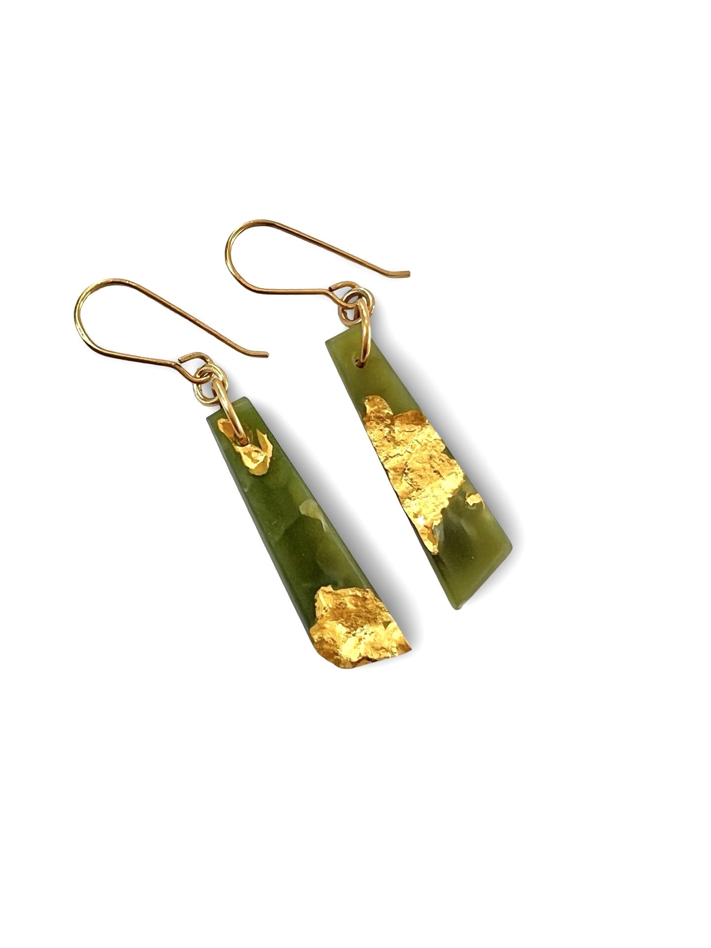 Gold Tipped Varied Shaped Pounamu Earrings (EA-GTV1)