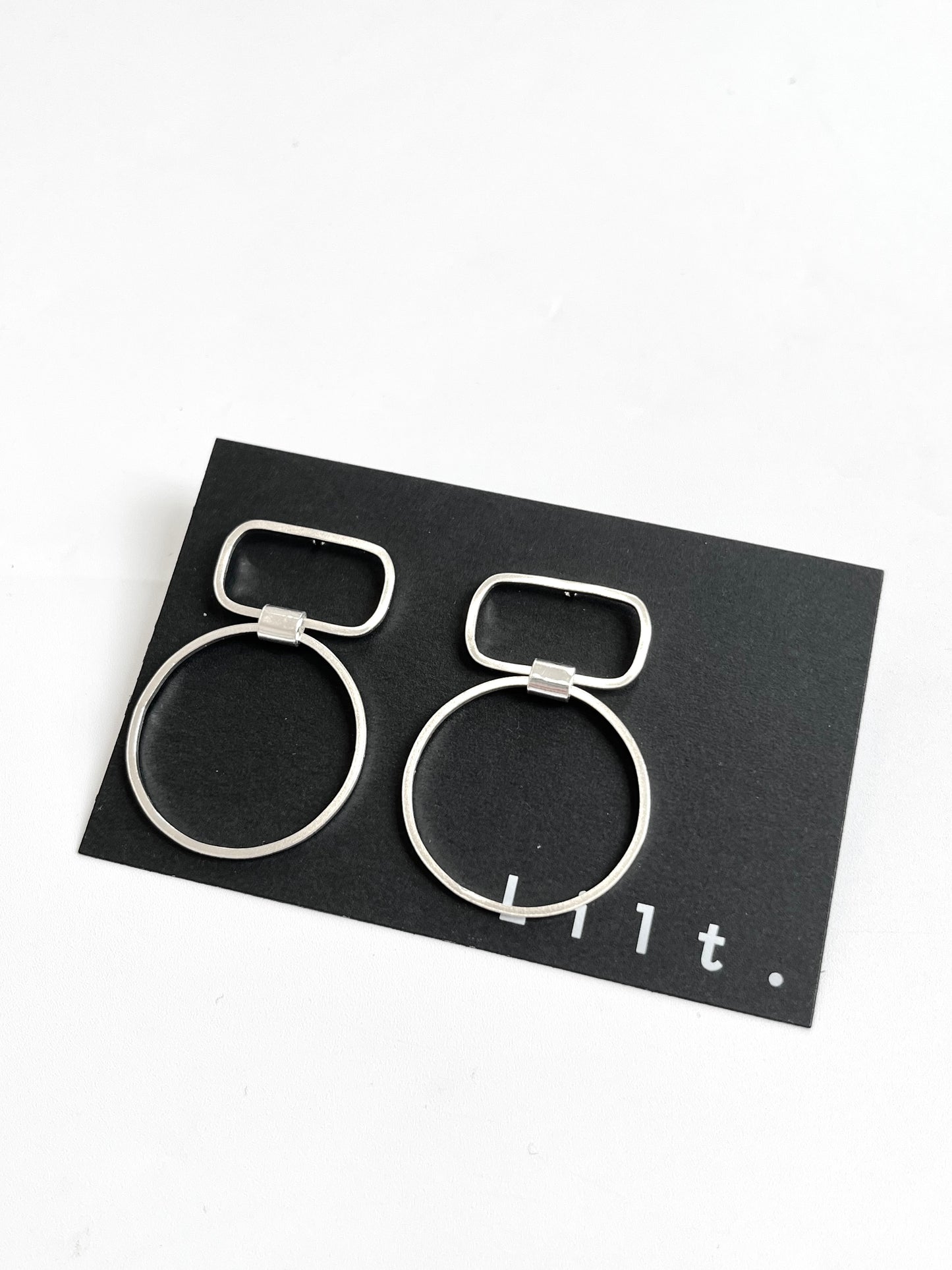 Rectangle & Circle Stud Earrings (#36)