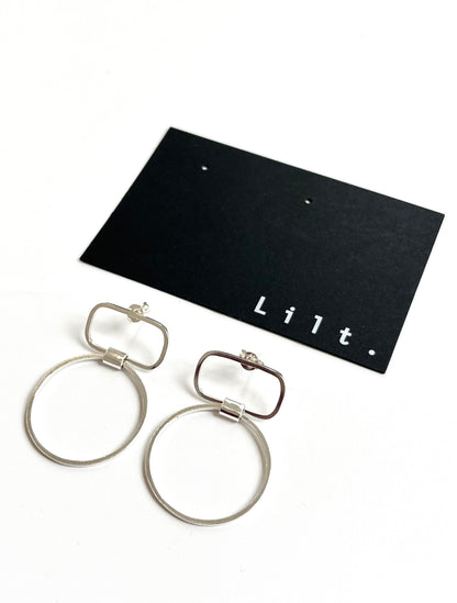 Rectangle & Circle Stud Earrings (#36)