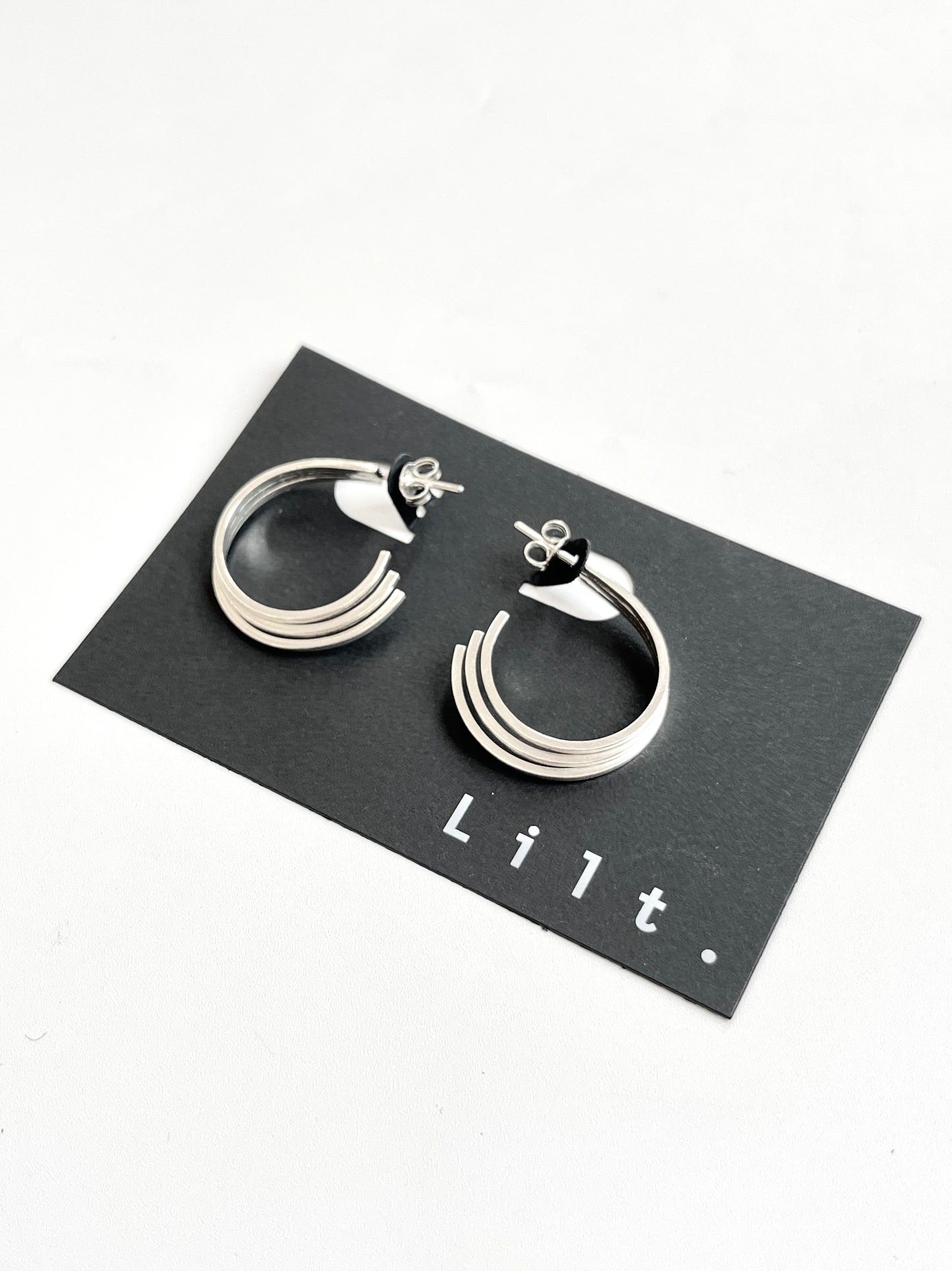 Three-Pronged Hoop on Stud Earrings