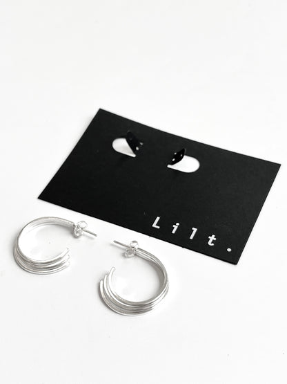 Three-Pronged Hoop on Stud Earrings