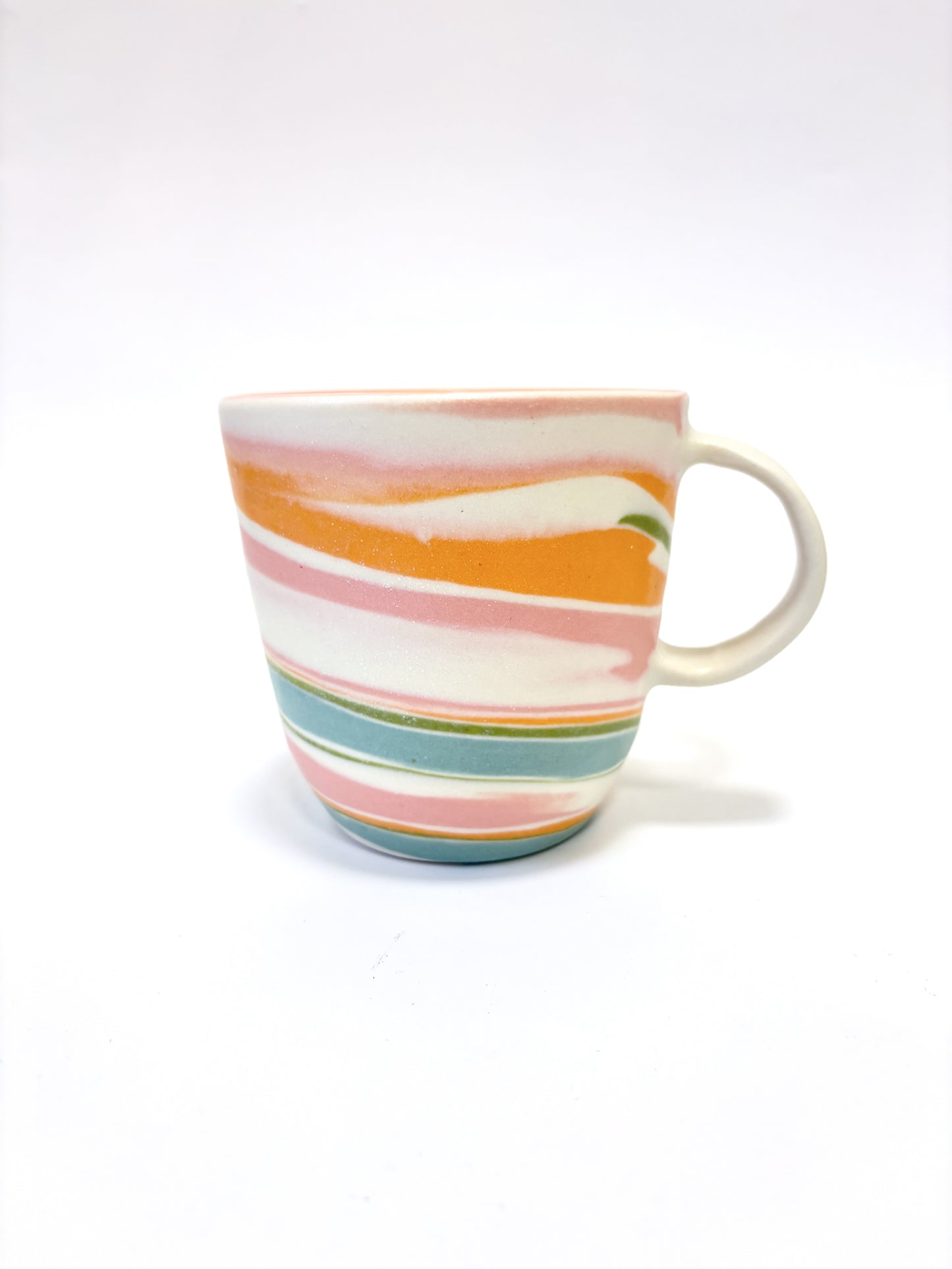 Ceramic Thrown Mug - Tall - Pink Rainbow