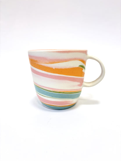 Ceramic Thrown Mug - Tall - Pink Rainbow