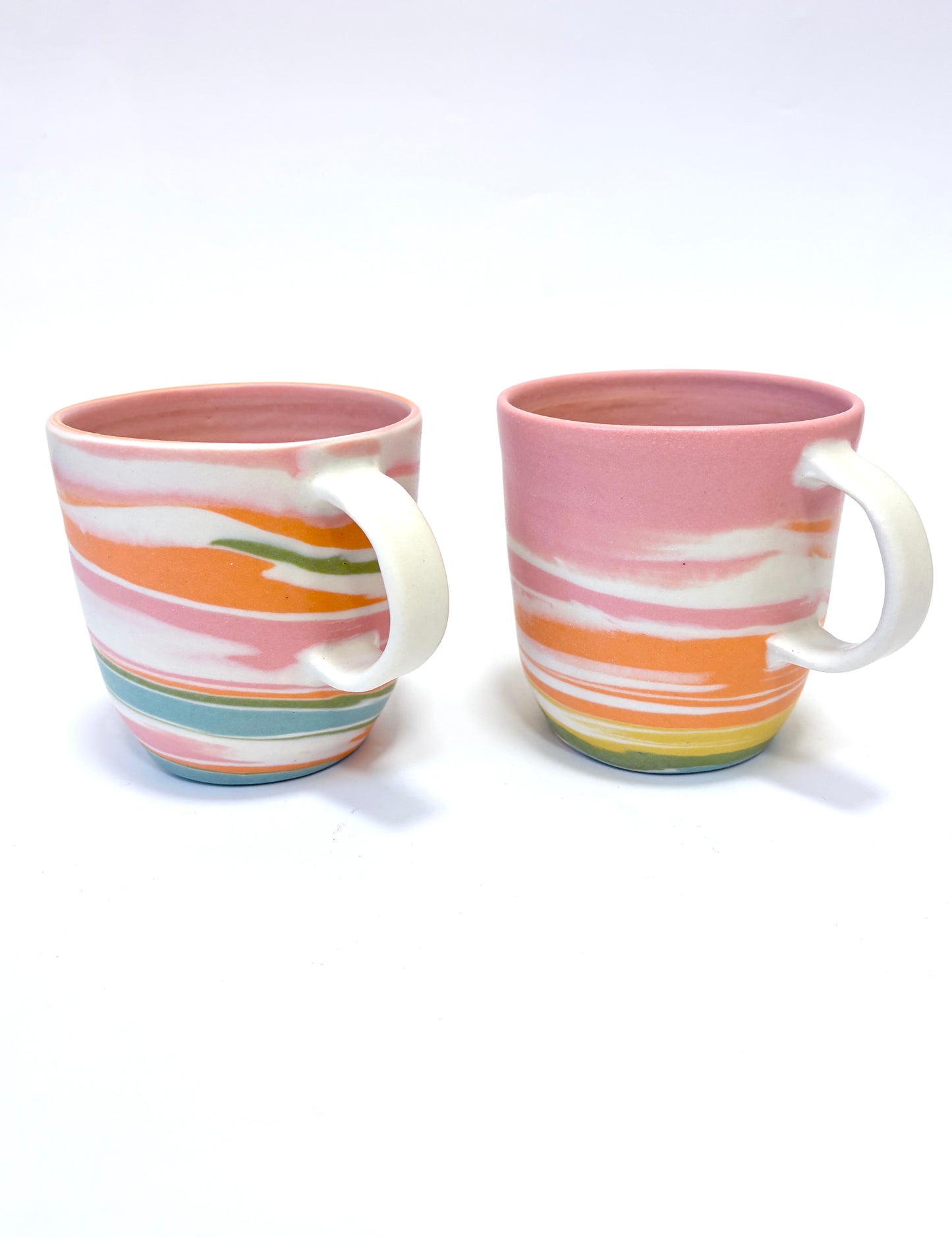 Ceramic Thrown Mug - Tall - Pink Rainbow