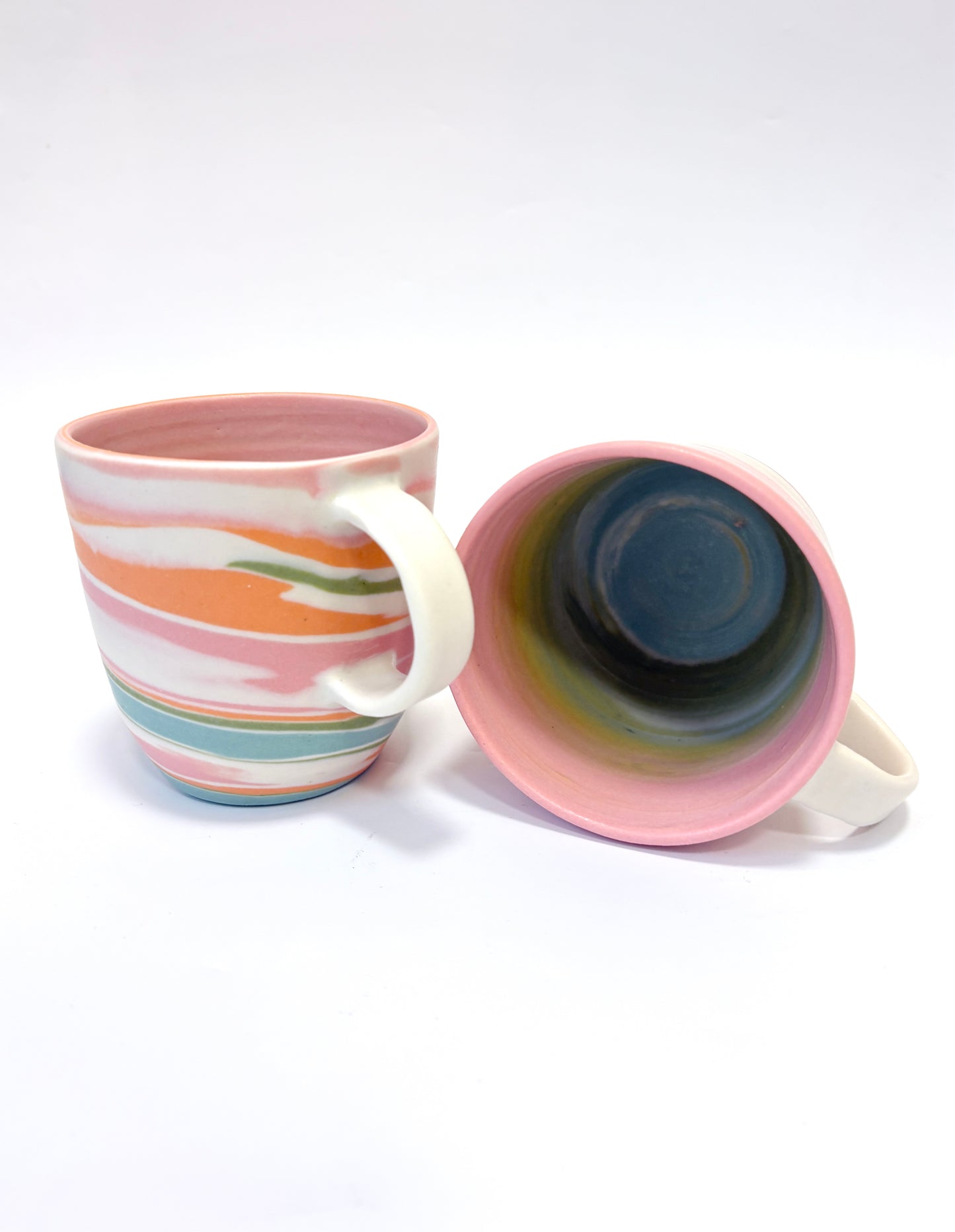 Ceramic Thrown Mug - Tall - Pink Rainbow