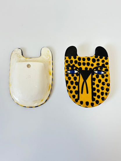 Mini Ceramic Wall Bud Vase by Studio Soph - Yellow Cheetah