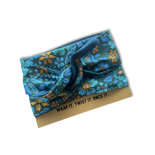 Girlband - Teal Botanicals / Marine Blue