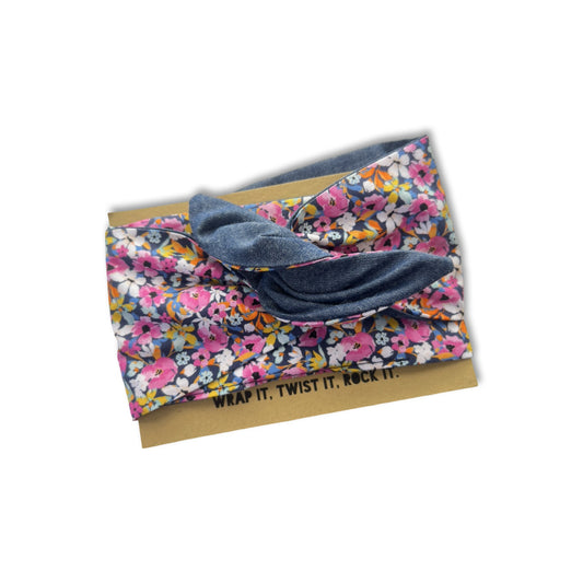 Girlband - Pink Vintage Florals / Denim