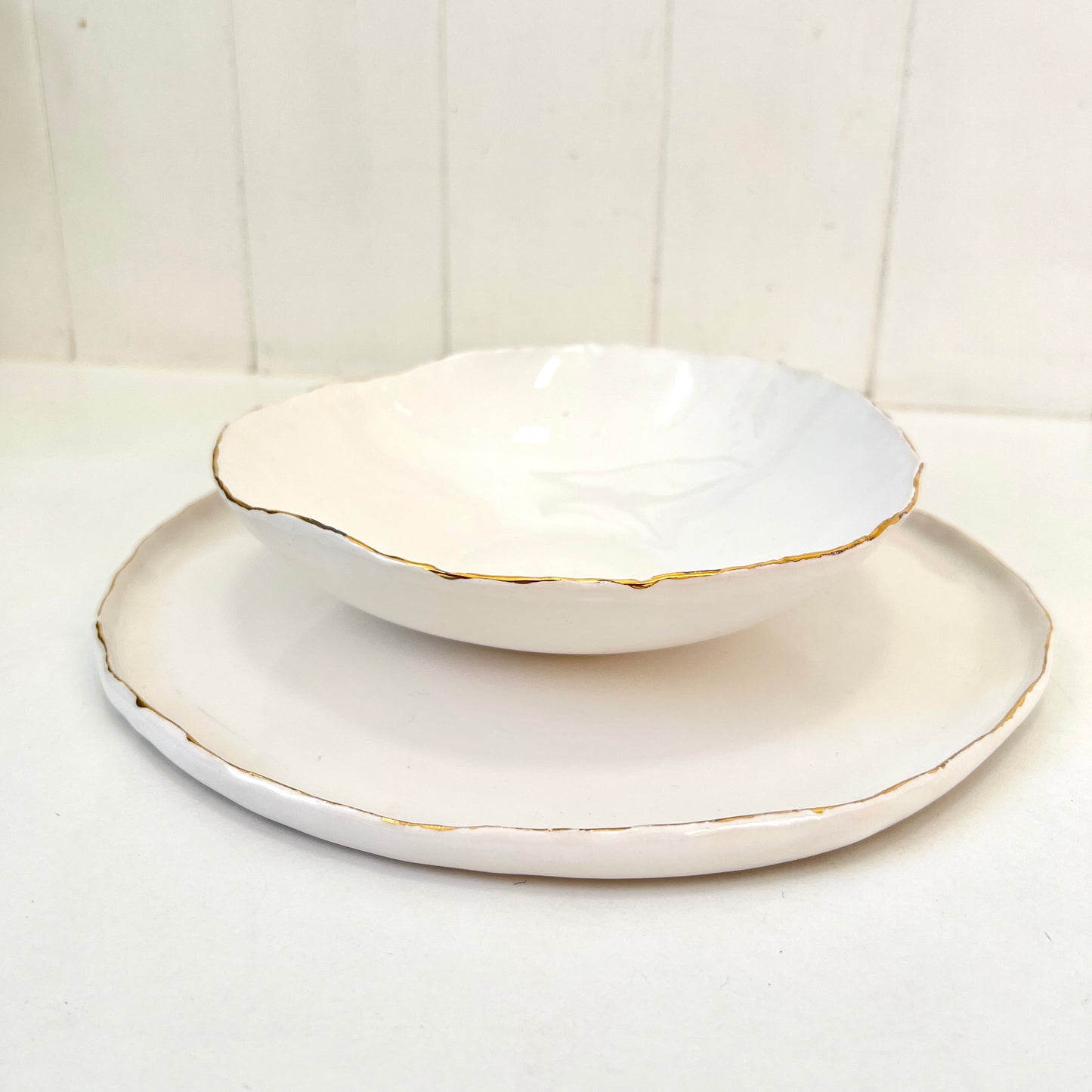 Organic Gold Rimmed Bowl