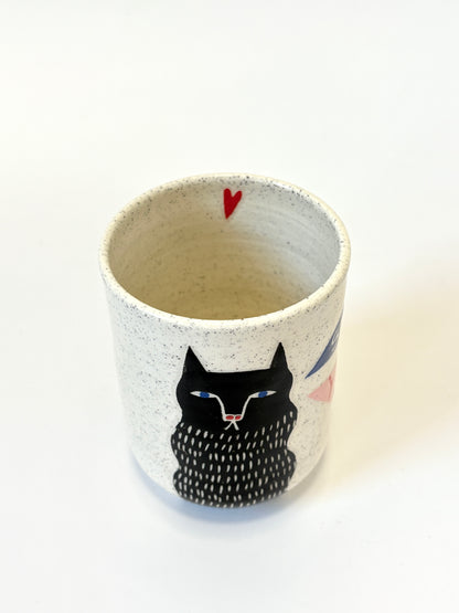 Ceramic Cup by Studio Soph - "SHIT YEAH" with Black Dash Cat
