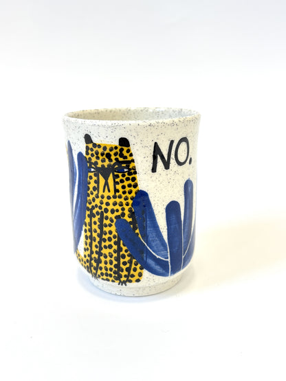 Ceramic Cup by Studio Soph - "NO." Yellow Cheetah