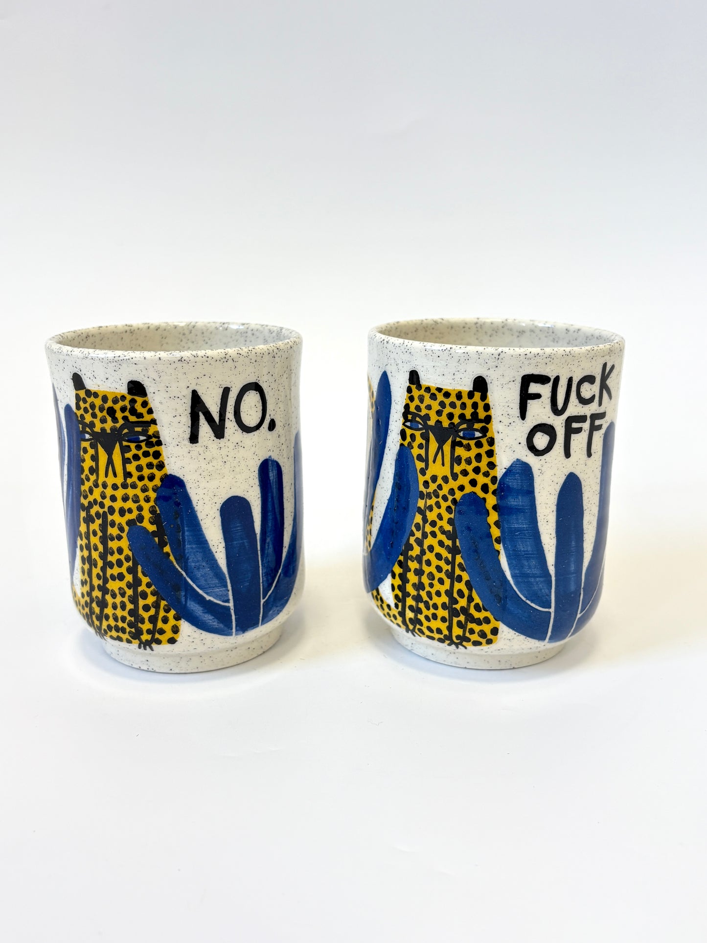 Ceramic Cup by Studio Soph - "NO." Yellow Cheetah