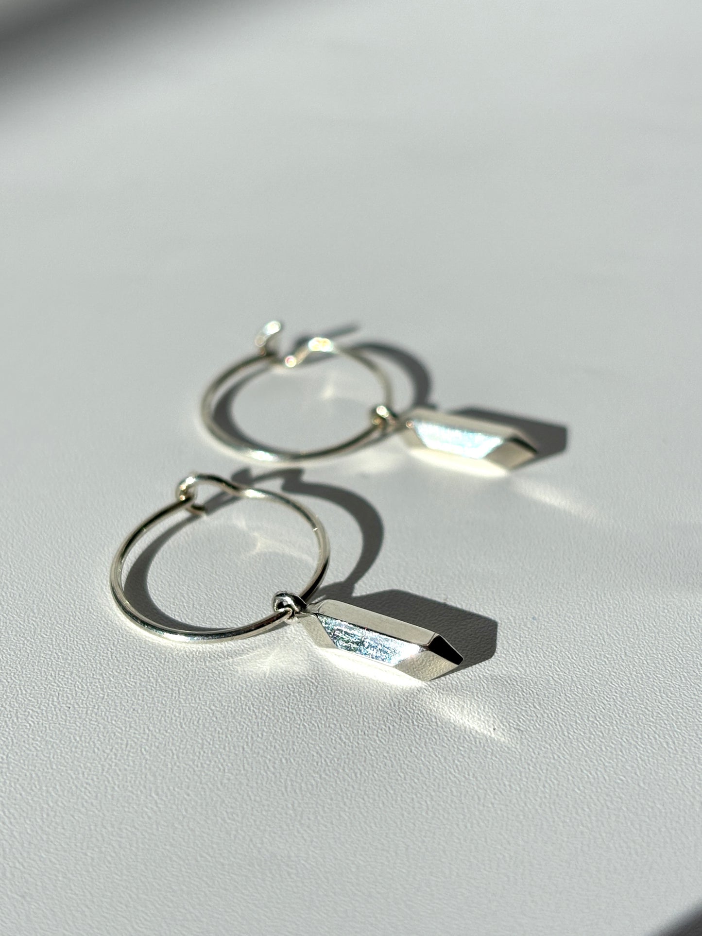 Mini Pillar Hoop Earrings in Sterling Silver