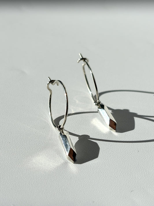 Mini Pillar Hoop Earrings in Sterling Silver