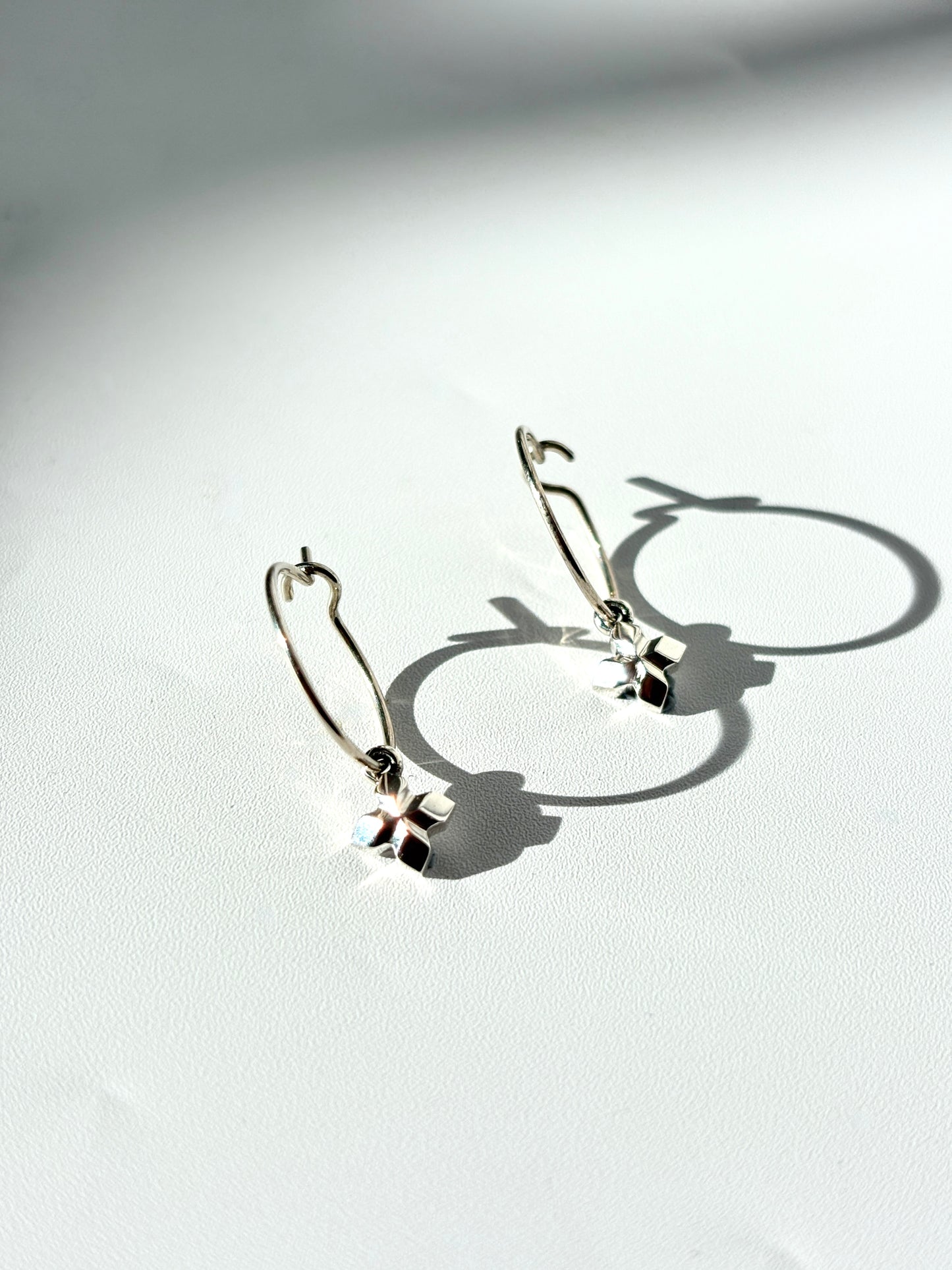 Micro Cross Hoop Earrings