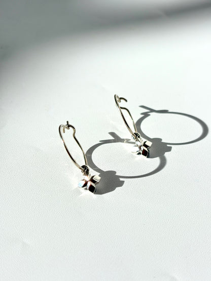 Micro Cross Hoop Earrings