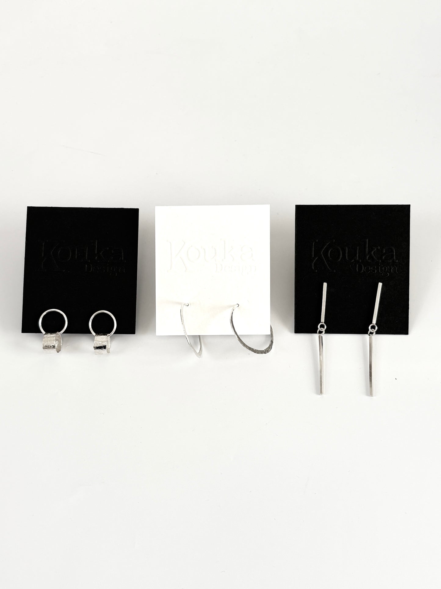 Long Silver Two-Piece Bar Earrings
