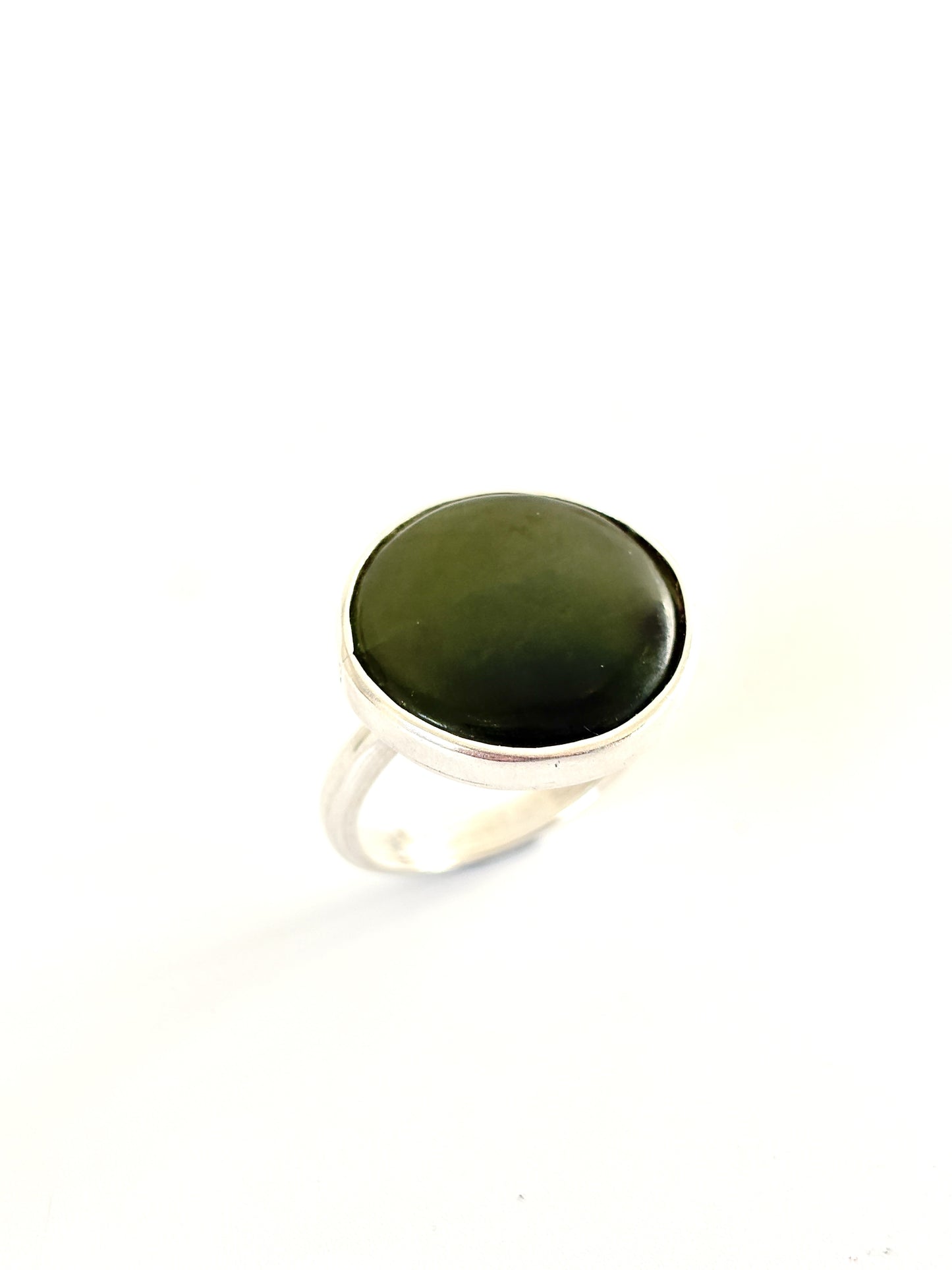 Large Flat Round Ring (RI-RO1) - Jade & Sterling Silver