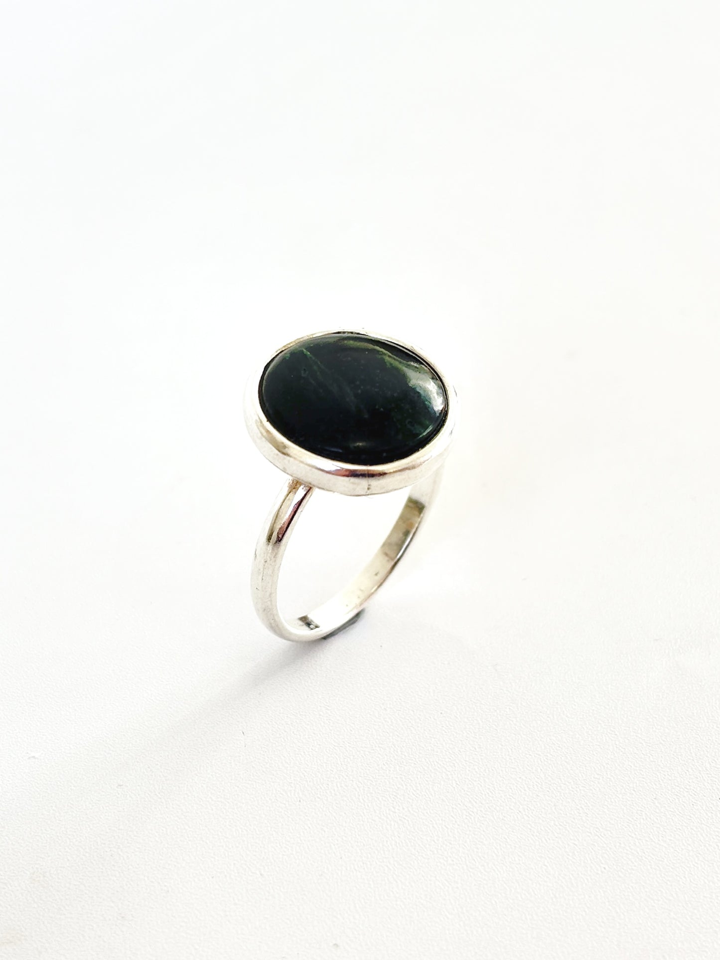 Medium Flat Round Ring (RI-RO2) Jade & Sterling Silver