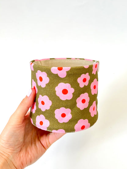 Canvas Planter - Green Flowers