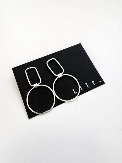 Rectangle with Hoop Stud Earrings (#52)