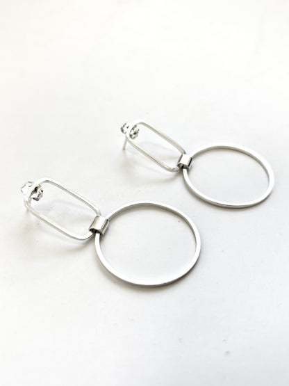 Rectangle with Hoop Stud Earrings (#52)