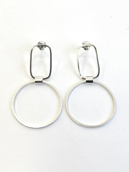 Rectangle with Hoop Stud Earrings (#52)
