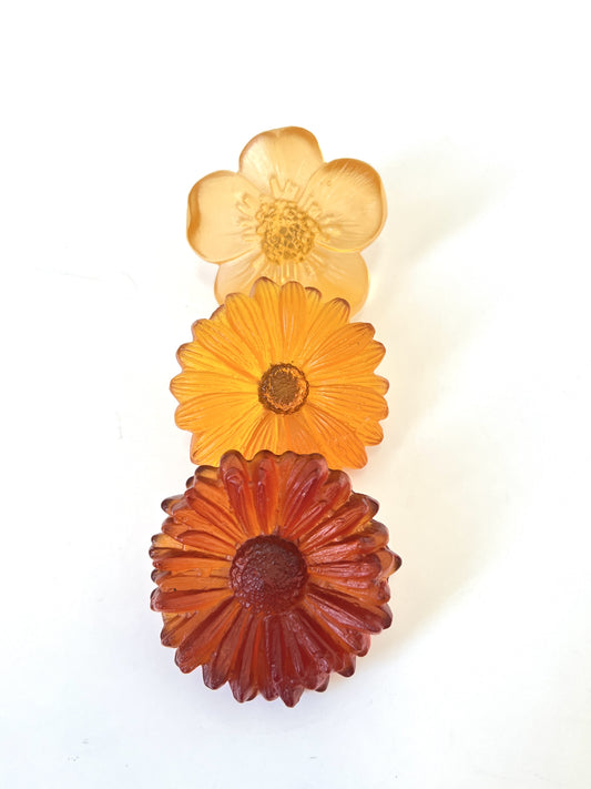 "Garden Path" Cast Glass Flowers Set - "Warm Autumn" with Apricot